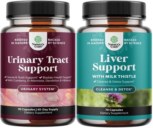 [BRSRAZD6PICB42TD] Bundle of D Mannose Capsules with Cranberry Juice Powder & Dandelion for Urinary Tract Health and Liver Support Milk Thistle Supplements with Dandelion Root, Choline, Beetroot & Artichoke Extract