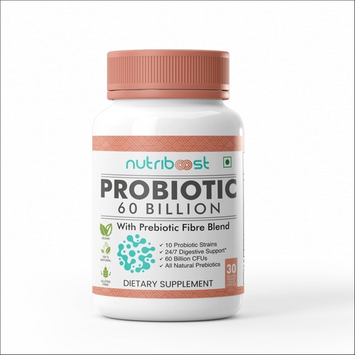 [BRSROEA3PJ7AGETP] Probiótico con cápsulas vegetales de fibra probiótica - 60 billón CFU -10 Strains probióticos/Digestión más fácil, Nutrición total/Orgánica/Natural para hombres y mujeres (60.0 Servings)