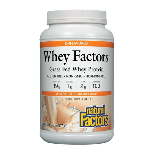[BRSWIZYZOMBRSEI7] Whey Factors by Natural Factors, Grass Fed Whey Protein Concentrate, Aids Muscle Development and Immune Health, Unflavored, 2 lb