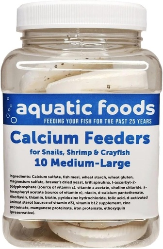 [BRSRAH33CN4B6F3K] Aquatic Foods Inc. Calcium Feeder Medium-Large Shells. Extra Thick Shells for Shrimp, Snails, Crabs, Crayfish, Hermit Crabs and All Tropical Fish…10 Count Jar