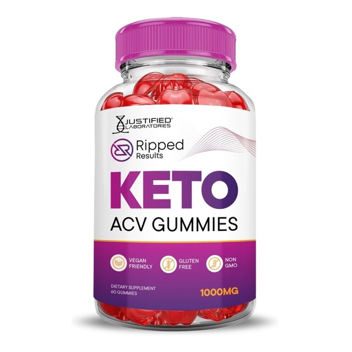[BRSRAZYLBUCWGETU] Justified Laboratories Ripped Results Keto ACV Gummies (1000 mg) - 60 Count - Formulated with Apple Cider Vinegar, Folate & Vitamin B12 - Non-GMO, Vegan, Gluten Free - 30 Servings