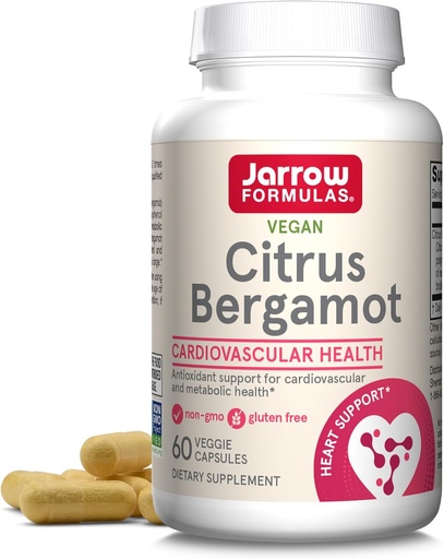 [BRSWIEDQCIHA2GTO] Jarrow Formulas Citrus Bergamot 500 mg - 60 Servering (Veggie Caps) - Antioxidant Support for cardiovaskulær & Metabolic Health - Kosttilskud - Gluten Free - Brug QH- Absorb