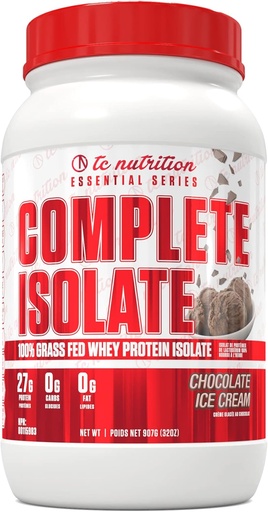 [BRSW2AAYC4PB4ADD] Complete Isolate Grass Fed Whey Protein Isolate Powder - Zero Carbs or Fat, Whey Protein Powder for Muscle Growth & Recovery, Non-GMO Whey Isolate Protein Powder - Chocolate Ice Cream, 29 serv (2lb)