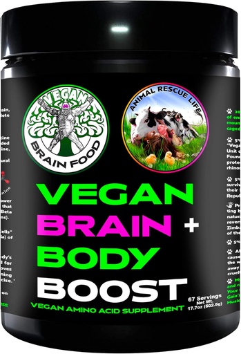 [BRSWYBIDDEMWMCTX] Vegan Brain & Body Boost: The Cherry On Top of A Plant-Based Lifestyle | Working Intelligence | Anti-Aging | Fysisk Fitness | Vegan Amino Syror - Kreatin, Taurin & Beta Alanine | 67 portioner / 500 g