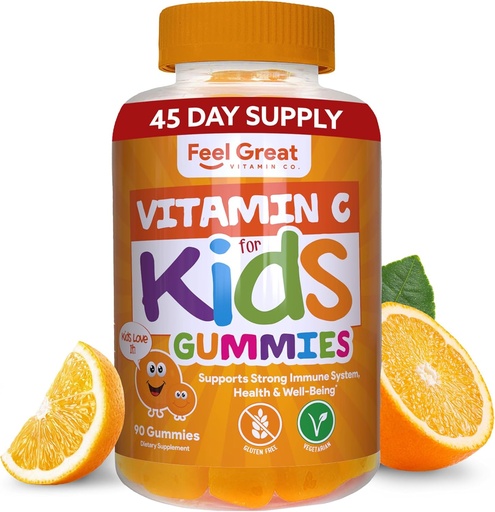 [BRSWGZLRCF6WG3Y6] Immune Defense üçün Uşaq C Gummies Chewable - Bitki-based, Gluten Pulsuz | Vegan | 250 m Xidmət üçün 90 Gummies | Uşaqlar üçün Vitaminlər Böyük Vitamin Co hiss edin.