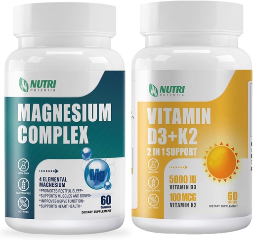 [BRSRAHYPOB7QY3LG] Magnézium-áttörés Komplex kiegészítés és D3-vitamin K2 MCT Oil 60 Softstelllel