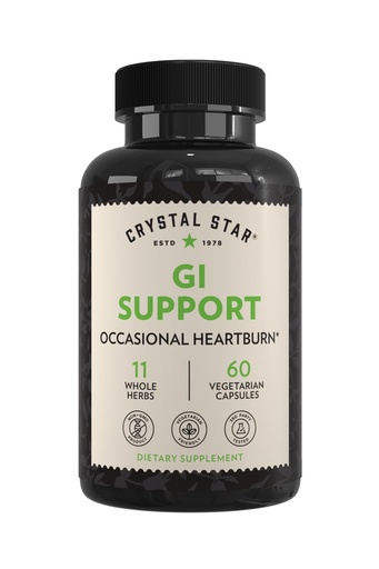 [BRSWIYQAOIAAGFLY] Crystal Star GI Support Supplement (60 Capsules) – Herbal Gut Health Supplement that soothes Occasional Heartburn and Supports Acid Reflux – Ginger, Slippery Elm Bark & Betaine HCL – Non-GMO