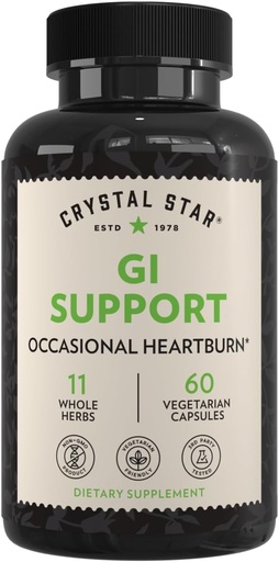 [BRSWIYQAOIAAGFLY] Crystal Star GI Support supplement (60 Capsules) — Herbal Gut Health supplement ذلك يحرق قلب أوكاسلي ويدعم التدفق الحمضي - غنجر، سليبيري إلم بارك