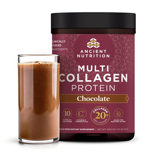 [BRSWGFT5OJ6GEA3O] Ancient Nutrition Hydrolyzed Collagen Peptides Powder with Probiotics, Chocolate Multi Collagen Protein for Women and Men with Vitamin C, 40 Servings, Supports Skin and Nails, Gut Health, 16.65oz