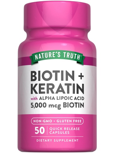 [BRSWGYAZC56AYAA7] Nature's Truth Biotin 5000 mcg | 50 Capsules | with Keratin and Alpha Lipoic Acid | Non-GMO & Gluten Free Supplement