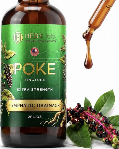 [BRSRAEA3OQNA42TL] Poke Root Extract – Pure Lymphatic Drainage Drops - Immune Support Supplements & Detox Formula - Muscle Relaxer & Support for Athletes - Made in the USA - 2 oz
