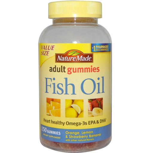 [BRSWIEIMDIGWCHT4] Nature Made Fish Oil Gummies, 150 Softgels Value Size, with Heart-Healthy Omega 3s 57 mg, in Delicious Strawberry, Lemon, & Orange