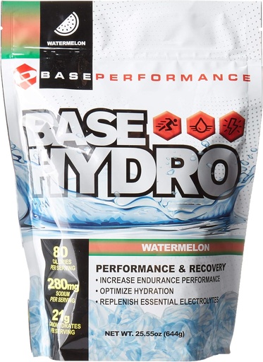 [BRSWGZYRAQGQIHLV] BASE Performance Hydro - Watermelon | 28 Servings Within Each eco-Friendly Mylar Bag | Blend of Dextrose, Fructose, maltodextrin and Essential Electrolytes. (Watermelon)