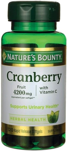 [BRSWIYQOBN4BY3LM] Natures Bounty Cranberry Fruit Plus Vitamin C, 4200mg (120 Softgels)
