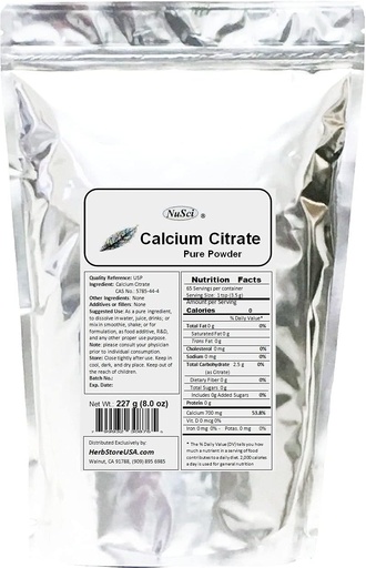 [BRSWKYQECAFWMGDK] Calcium Citrate Powder Pure Bio-Available Form Calcium (227 Grams (8.0 oz))