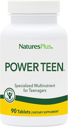 [BRSWIYTYO4GBGAA3] Natures Plus Source of Life Power Teen - 90 Vegetarian Tablets - Teen Multivitamin with Minerals & Whole Foods for Mental Focus, Energy Booster - Gluten-Free - 45 Servings
