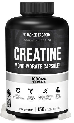 [BRSRO2QCOEJWECTF] Jacked Factory Creatine Monohydrate Capsules - Creatine Pills for Muscle Growth, Increased Strength, Enhanced Energy Output and Improved Athletic Performance - 150 Capsules