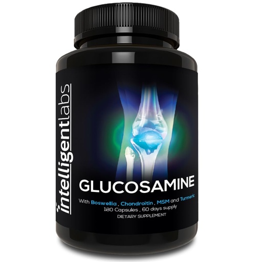 [BRSWKZYBOIEAOHI5] Intelligent Labs Glucosamine and Chondroitin High Strength Complex with MSM | 180 Capsules | Immune System Support | with Turmeric, Boswellia, and Quercetin Joint Care Supplements