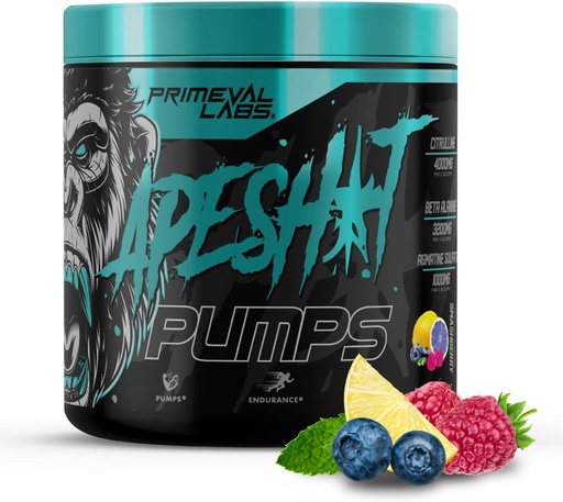 [BRSW2HAYOYHBMDLF] Primeval Labs Ape Pumps PreWorkout Powder for Men and Women 40 Serving, Smashberry | Caffeine Free | Nitric Oxide Pump Pre Workout Energy Drink, Intense Pumps, Strength, Beta Alanine, L Citrulline