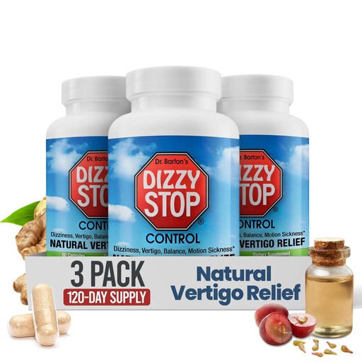 [BRSWY2QHBAIBQ2TK] Dizzy Stop Dr. Barton's Vertigo Relief Products with Ginger and Grape Seed - Non-Drowsy Motion Sickness Pills for Dizziness Relief and Inner Ear Balance - (80 Count – Pack of 3)