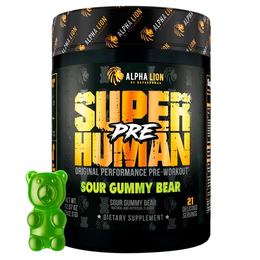 [BRSW2ZAHOEIGY2TD] ALPHA LION Superhuman Pre Workout Powder, Beta Alanine, L-Taurine & Tri-Source Caffeine for Sustained Energy & Focus, Nitric Oxide & Citrulline for Pump (21 Servings, Sour Gummy Bear Flavor)
