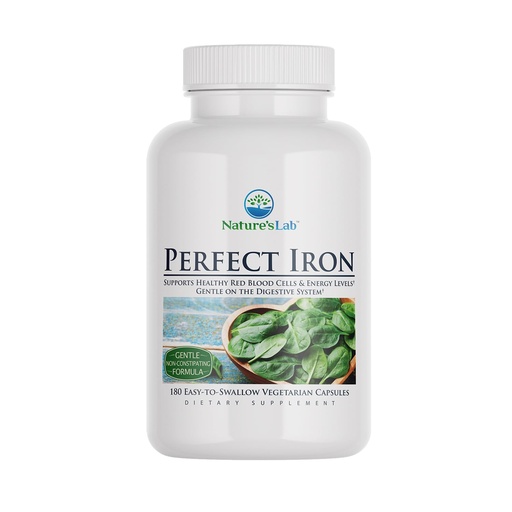 [BRSWYYY2AEPAKAI4] Nature's Lab Perfect Iron 25mg Dietary Supplement - Gentle Non-Constipating Formula - Supports Healthy Red Blood Cells & Energy Levels - 180 Capsules (6 Month Supply)