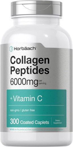 [BRSRMAIRCF6WGYAV] Horbäach Collagen Peptides 6000mg ← 300 píldoras de Caplet Silencio con Vitamina C ← Suplemento de Collagen Hidrolyzed