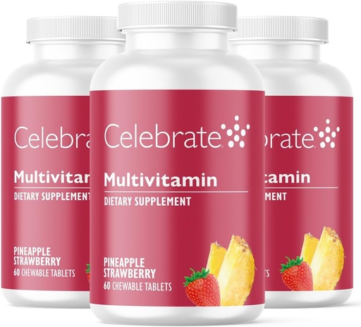[BRSWIAQBBR6Q2ADA] Celebrate Vitaminer Bariatric Multivitamin Chewable, Iron Free - Post Gastric bypass & Sleeve Gastrectomy Supplement for mænd & kvinder - Essential Minerals & Vitamin A, B, D & E - Fruity (180 tabletter)
