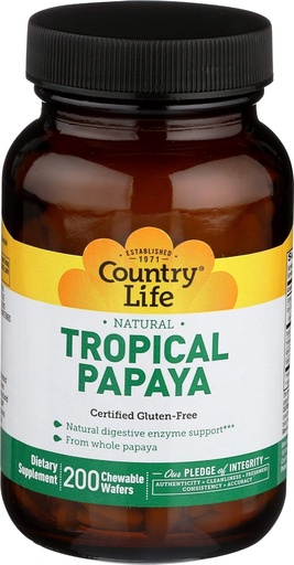 [BRSWIYTYOUMAY23A] Country Life Papaya 25 MG Chewable, 200 CT