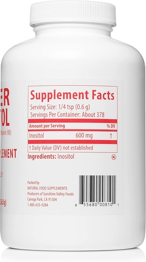 [BRSW2ALQCUBQOETL] Sunshine Valley® Super Inositol, Vitamin B8 Powdered Dietary Supplement, Natural & PCOS Fertility Supplement, Hormonal Balance & Healthy Ovarian Function Support - 16 oz