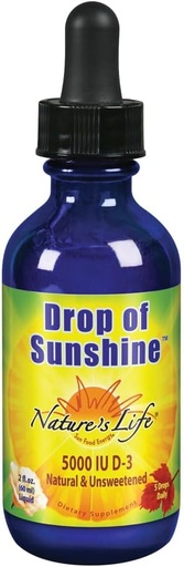 [BRSWI2T7OJ6AOFI3] Природні життя Drop of Sunshine Вітамін D-3 краплі в органічний екстра Virgin Olive Oil & Coconut Oil 5000IU Підтримує сильні бони та імунітет 2 ун