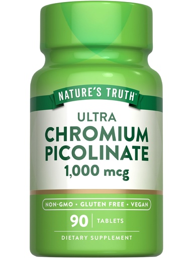 [BRSWICQBBBYQYCLU] Nature's Truth Ultra Chromium Picolinate 1000mcg | 90 Tablets | Vegan, Non-GMO & Gluten Free Supplement
