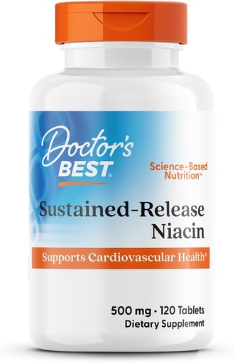 [BRSWIZTYCAHRWAAZ] Doctors Best Sustained-Release Niacin with niaXtend, Supports Heart Health, Non-GMO, Gluten Free, Vegan 120 Tablets