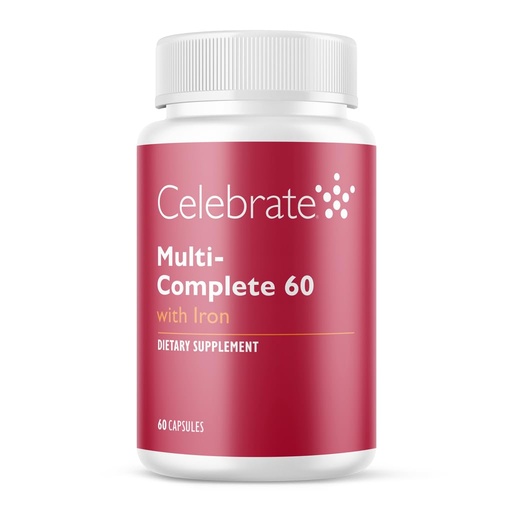 [BRSWKHAKCRYAO2TH] Celebrate Vitamins Multi-Complete, 60mg Iron – Daily Bariatric Multivitamin for Sleeve Gastrectomy and Gastric Bypass Surgery Patients – Essential Vitamins & Minerals (60 Capsules)