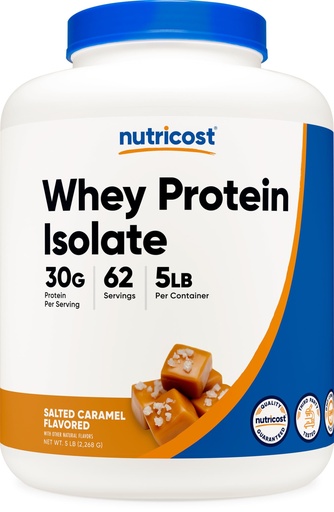 [BRSWGCQTB4JWEC33] Nutricost Whey Protein Isolate (Salted Caramel, 5LBS)