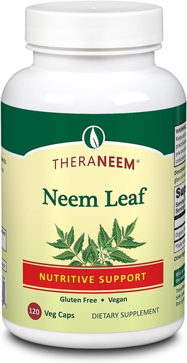 [BRSWIYACBYDAE3TI] THERANEEM Neem Leaf Capsules - Powerful Nutritive Support with Antioxidants and More - Vegan, Gluten Free, 60 Day Guarantee - 120 Servings, 120 VegCaps