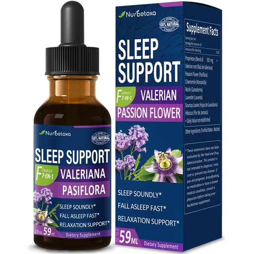 [BRSROHALDF6QOGY6] Valerian Sleep Support Drops - Gotas de Pasiflora y Valeriana | Lavanda para Dormir Profundamente rapido | Passion Flower & Lavender Extract Liquid Tincture, for Fast and Sound Sleep. 2oz