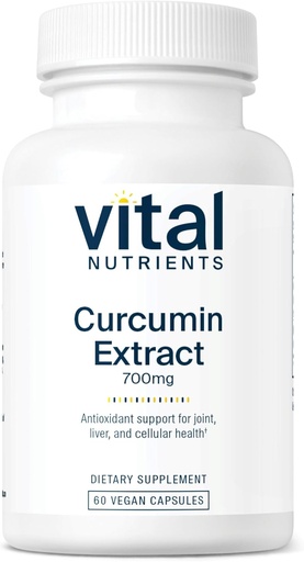 [BRSWKGL3BR6QEC3K] Vital Nutrients Curcumin Extract 700mg | Vegan Curcumin Supplements with Black Pepper Extract | Antioxidant Support for Joint, Liver, and Cellular Health* | Gluten, Dairy, Soy Free | 60 Capsules