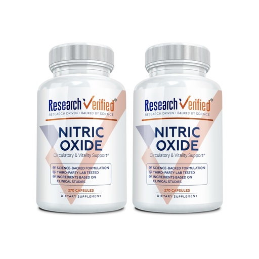 [BRSROGLRO4FW23A4] Research Verified Nitric Oxide - with L-Arginine and L-Citrulline - Premium Muscle Building Nitric Oxide Booster - 270 Count - 2 Bottles