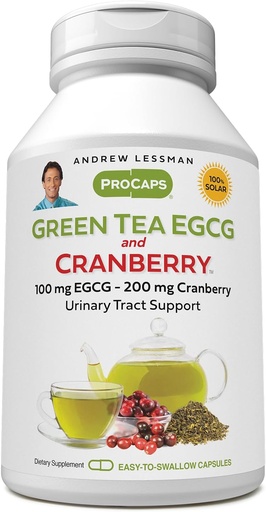 [BRSWGBAPAAAR4F3D] ANDREW LESSMAN Green Tea EGCG & Cranberry 180 Capsules - Standardized for Catechins and Polyphenols. Helps Protect Tissues, Organs and Systems Throughout The Body. Powerful Anti-oxidant Support