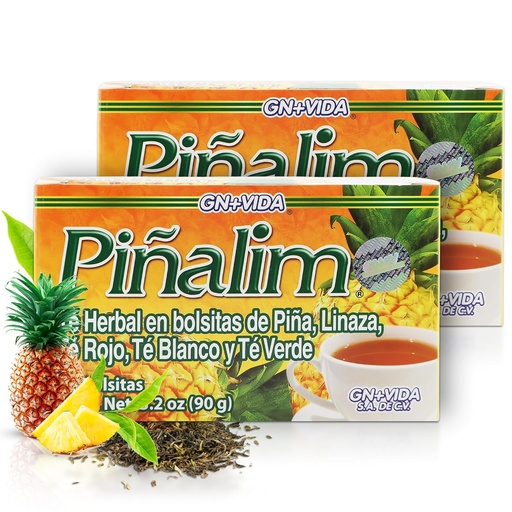 [BRSWGFATBN4AGCT6] GN + VIDA Pinalim Tea | Detox Çay | Pineapple Temel Çay Kırmızı Çay, Yeşil Çay, Beyaz Çay ve Senna Leaf | Termogenic Etkisi | Twin Pack (2 x 30 Çay Çanta)