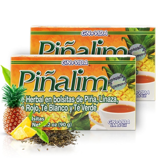 [BRSWGFATBN4AGCT6] GN + VIDA Pinalim Tea | Detox Tea | Pineapple Based Tea Containing Red Tea, Green Tea, White Tea and Senna Leaf | Thermogenic Effect | Twin Pack (2 x 30 Tea Bags)