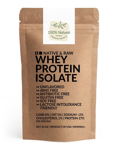 [BRSW22QBDEPA4HQV] Native & Raw Whey Protein Isolate, Unflavored, 0percent Carb, Low CholesterolSodium, rBGH Free, Antibiotic Free, Gluten Free, Soy Free, Good for Keto, Paleo, and Lactose Intolerance, 20 Oz