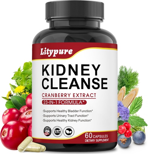 [BRSRAGILCAGR6HL7] 23-σε-1 Kidney Cleanse Detox & Επισκευή με 50:1 Cranberry Extract 