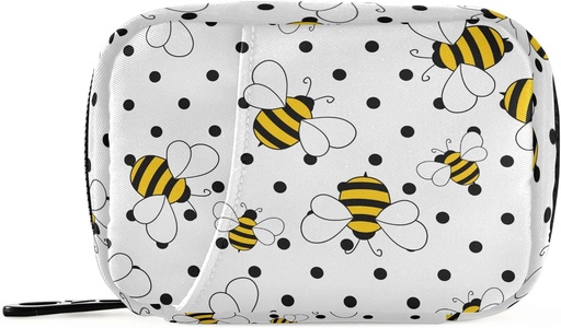 [BRSW2EA5CUIROA3X] As abellas na Polka Dots Pill Box 7 Day Pill Case Travel Pill Organizer Bag con Zipper Portable Weekly Case Compact Tamaño para o suplemento de vitamina