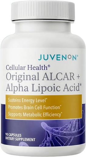 [BRSWI2YRBIHWGGQ3] Juvenon Cellular Health - Acetyl L-Carnitine ALCAR + Alpha Lipoic Acid ALA, Made in USA - Energy, Focus & Healthy Aging for Heart, Brain, Cell & Metabolism | NAD+ Support (90 Capsules)