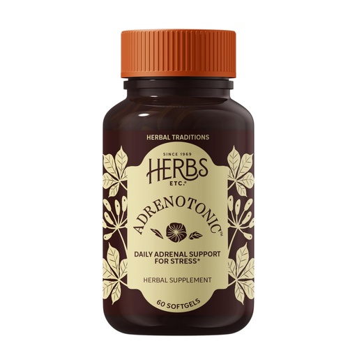 [BRSWIYY2AAFA4F3C] Herbs Etc. Adrenotonic Softgels - Adrenal Health & Sustained Vitality Support - Black Currant Leaf, Siberian Eleuthero & Cultivated American Ginseng - Gluten-Free & Organic - 60 Count (60 Servings)