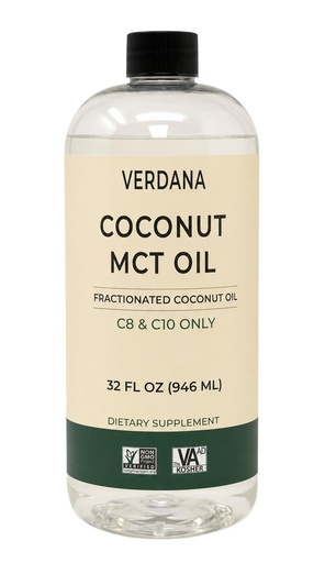 [BRSRAFQDCMBAGHY7] Verdana Food Grade MCT Oil 32 oz – For Keto Coffee, Unflavored Natural Oil Pulling Mouthwash & Massage - 100% Coconut Derived Fractionated Oil – Medium Chain Triglycerides C8 C10 –Non-GMO, Kosher