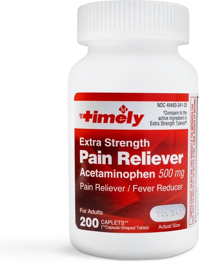 [BRSROGLRAUFGM33B] TIME-CAP LABS, INC. Timely Acetaminophen 500 MG Tablets 200 Count - Extra Strength Pain Relief - Menstrual Cramps, Fever Reducer, Minor Pain of Arthritis