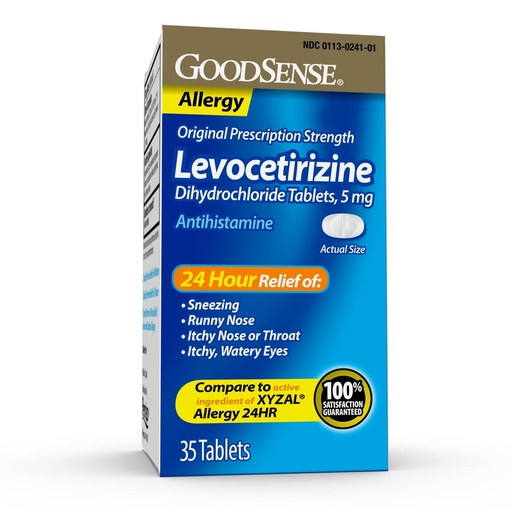 [BRSWYZDQAEBQIAL7] Good Sense Levocetirizine Dihydrochloride Tablets, Antihistamine, 5 mg, 35 Count (Pack of 1)